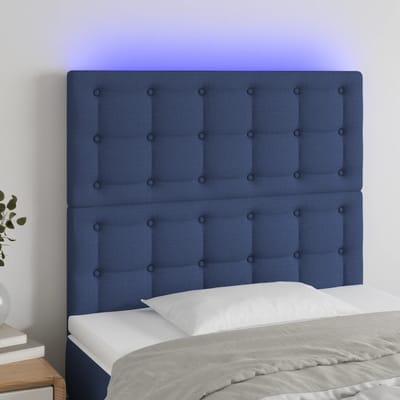 vidaXL - Hoofdbord - LED - 90x5x118/128 - cm - stof - blauw