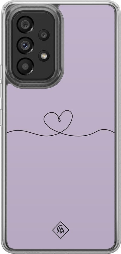 Casimoda® hoesje - Geschikt voor Samsung Galaxy A52 5G - Hart Lila - 2-in-1 case - Schokbestendig - Illustratie - Verhoogde randen - Paars, Transparant