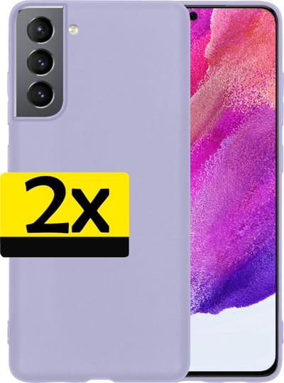 Hoesje - 2 Stuks - Geschikt voor Samsung Galaxy S21 FE - Sterk & Shockproof - Case Siliconen - Back Cover - Telefoon Hoes - Telefoonhoesjes - Lila