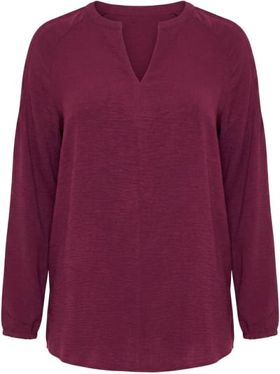 Studio Untold - Dames - Tuniek A-lijn crêpe 3/4 pofmouwen - Aubergine - Maat 42+