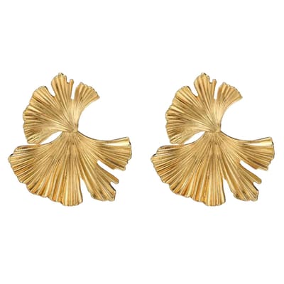 Oorbellen -Ginkgo blad -goudkleurig- 4.5 cm- Charme Bijoux