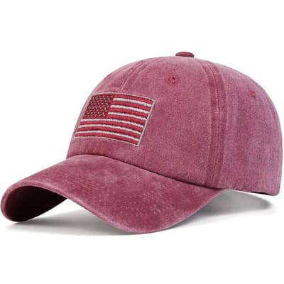 Unisex Amerikaanse Vlag Borduurwerk Wassen Baseballpetten Lente En Herfst Buiten Verstelbaar Casual Petten Zonbescherming Pet Sportpet pink