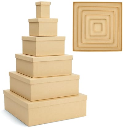 ONF3 - Decoratieve Geneste Dozen - Cadeauverpakkingen - Sterk en Stapelbaar - Bruin - Cadeau Dozen Set - Geschikt voor diverse gelegenheden - 6 ...