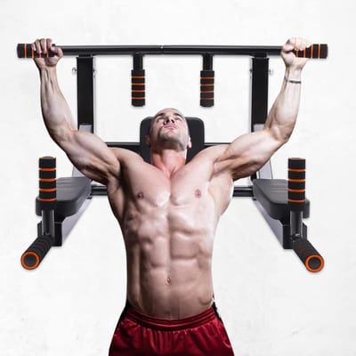 Wandmontage Optrekstang - Dipstation Fitnessrek - Thuis Krachttraining - Multifunctionele Wandmontage - 200 kg Belastbaarheid - Zwart