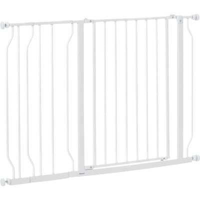 PawHut veiligheidsbarrière hondenbarrière uitbreidbaar hek 75-115x76 cm barrière trap gangen stalen deuren en ABS