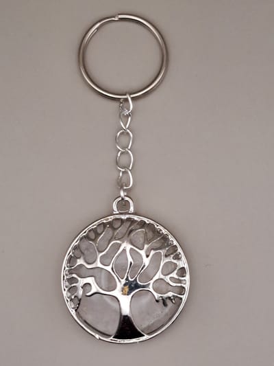Edelsteen hanger Bergkristal - Edelsteen - Bergkristal - Natuursteen - Levensboom sleutelhanger - Gelukshanger Tree of life - Tree of life Sleutelhanger