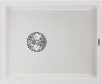 Mexen Pedro granieten gootsteen 1-komors 560 x 460 , wit, sifon chroom - 6508561000-20