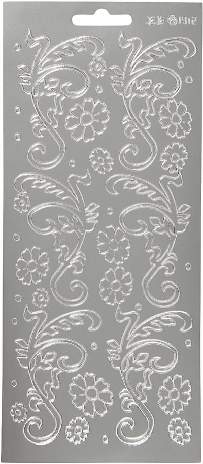 Stickers, deco bladeren, vel 10x23 cm, zilver, 1 vel