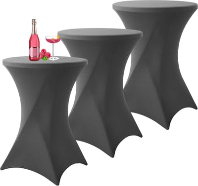 Statafelhoezen Stretch - Bistrotafelhoezen Set - Feestelijke Decoratie - Verstevigd Voetgedeelte - Ø80-85cm Hoogte 110cm - Donkergrijs