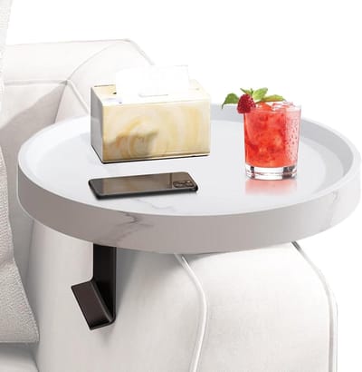 Bank Armleuning Tafel - Bank Organizer - Ontspannen Thuis - Verstelbare Pasvorm - 30x30x11cm - Wit