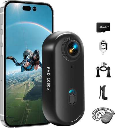 Mini Action Camera - Draagbare Camera - Avontuur Vastleggen - Inclusief 16GB Kaart - 10 x 3.5 cm - Zwart