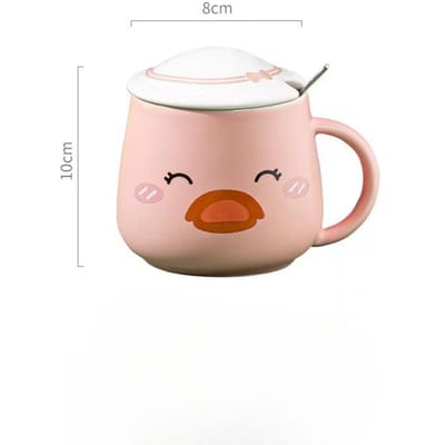 Cartoon Eend met Hoed Eend Beker Keramische Beker met Porseleinen Deksel Studenten Cadeau Beker Koppels Mok Milieuvriendelijk 301-400ml