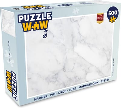 Puzzel Marmer - Wit - Grijs - Luxe - Marmerlook - Steen - Legpuzzel - Puzzel 500 stukjes