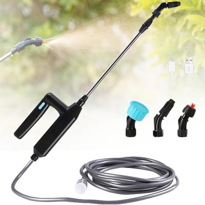 Draadloze elektrische planten sproeier met 3 verstelbare mondstukken, 5 meter slang en oplaadbare USB voor tuin en auto reinigen