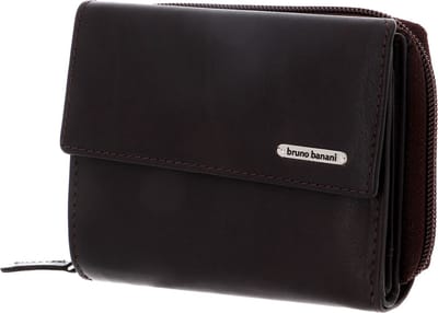 bruno banani Leren Portemonnee New York Wallet Zip With Flap Brown Bruine