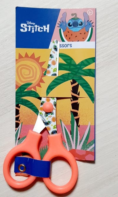 Kinderschaar Disney Stitch 13 cm - schaartje - schaar oranje - watermeloen - papierschaar - ronde punt