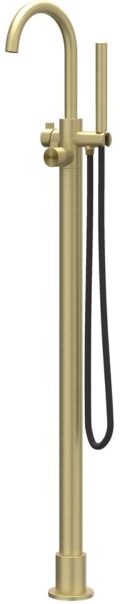 IVY Tribe Badmengkraan vrijstaand met draaibare uitloop, slang 150cm en staafhanddouche RVS316 geborsteld mat goud PVD