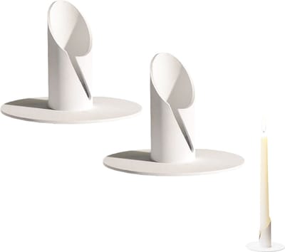 La'Moussawi ® Elegante Metalen Kaarsenhouders voor Stijlvolle Woon- en Slaapkamerdecoratie, Set van 2, Wit