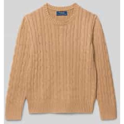 Gebreide pullover met kabelpatroon en ronde hals
