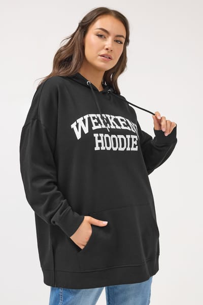 Yours Zwart 'Weekend Hoodie' Hoodie Size 44