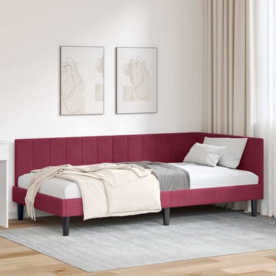 vidaXL - Hoek - Bed - Frame - Wijnrood - 90 - x - 200 - cm - Fluweel
