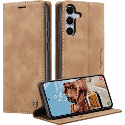 Caseme Samsung Galaxy S25 FE Business Bookcase Hoesje Bruin