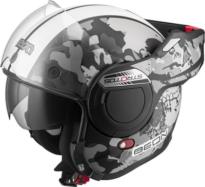 BEON B707 Stratos Motorhelm - XS - Systeemhelm met Zonnevizier - 180º Verstelbare integraalhelm - Jethelm - Skull