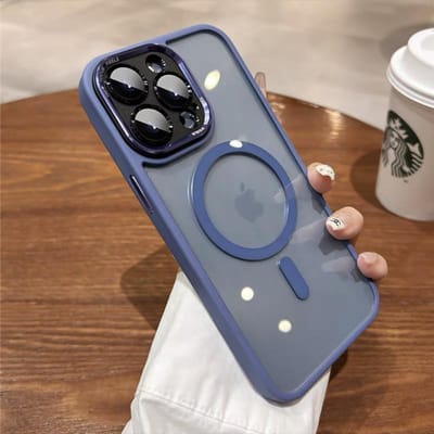 Luxe Voor Magsafe Draadloos Opladen Magnetische Hoes Voor iPhone 15 Pro Max 14 13 12 Transparante Camera Bescherming Schokbestendige Cover For iPhone 12 gray