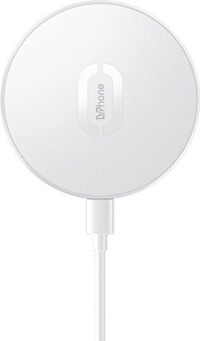 DrPhone MAG5 Magnetische Draadloze Oplader - Opladen met iOS Magnetische Ring 15W - Geschikt voor iPhone iOS 12/13 /Pro/Mini/ Pro Max - Wit