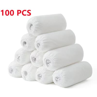 Lot de 100 couvre-chaussures jetables antidérapants pour l'intérieur, les entrepreneurs, les tapis de sol, les protections de chaussures 100 pcs/bag blanc