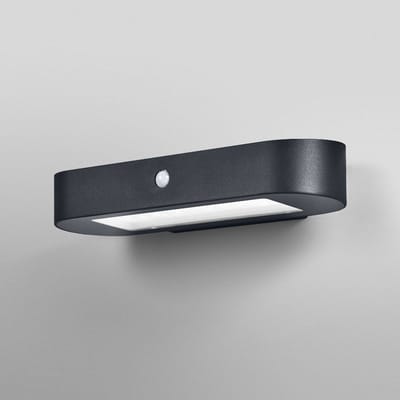 OSRAM ENDURA Style Ovale solar wandlamp, warm wit licht (3000K), geïntegreerde sensor, bruikbaar zonder stroom, lange batterijduur: 30 keer 60 seconden in PIR-modus, IP44 bescherming, zwart