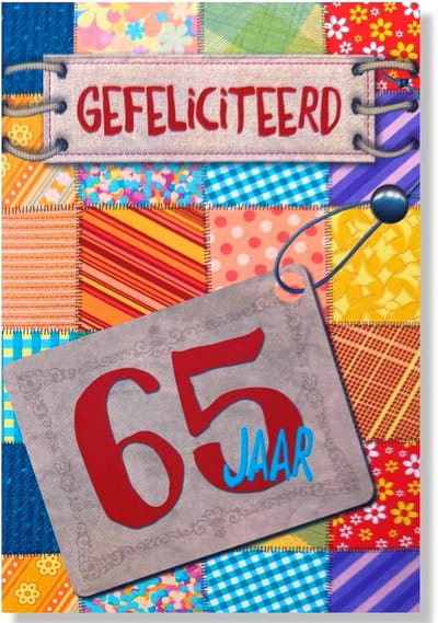 Hoera 65 Jaar! Luxe verjaardagskaart - 12x17cm - Gevouwen Wenskaart inclusief envelop - Leeftijdkaart