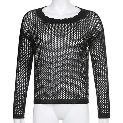 Herfst Grote Ronde Hals Uitgesneden Lange Mouwen Sexy Losse Bovenkleding met Dunne Babes Top Vrouwen S