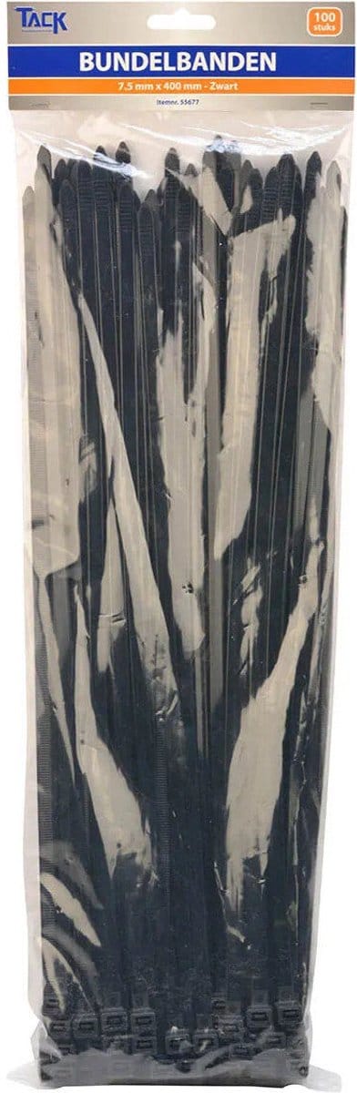 Tiewraps - 7,5 x 400mm - 100 stuks - zwart