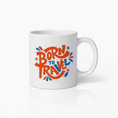 Born To Travel Mok 330ml – Avontuur & Reislust Thema Koffiebeker, Perfect Cadeau voor Reizigers & Ontdekkers