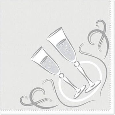Servetten klein "ROYAL Collection" 1/4 vouw 25 cm x 25 cm zilver "Festive Moments" (20 stuks)