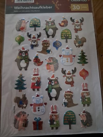 Crelando Kerststickers 30 Stuks - Dieren - Versiering - Kerst decoratie