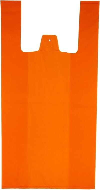 Plastic Draagtassen - T-shirt model - Winkels Boodschappen - Extra Sterk 50 Micron - 42x53cm 55 Stuks - Oranje