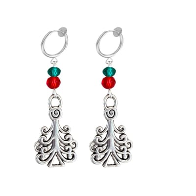Klem oorbellen- kerstboom- rood- groen- geen gaatje- Charme Bijoux