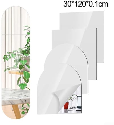 Dailygoods- Wandspiegel Lichtgewicht - 4 Stuks - Rechthoekig/Vierkant - Acryl - Veilig voor Kinderen - Flexibel en Breukbestendig - Spiegelstickers