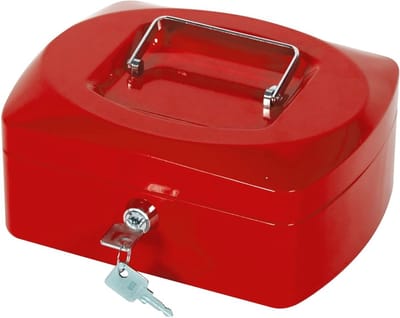 Geldcassette 20,32 cm - Rood met Cilinder-veiligheidsslot