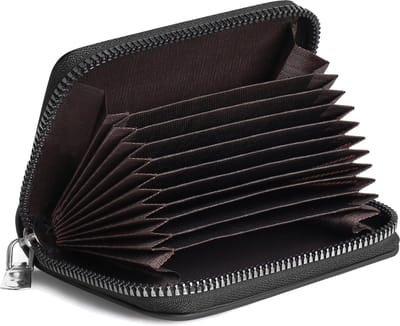 Okado Mini Dames Portemonnee RFID – Anti-Skim Rits Portemonnee – Compacte Pasjeshouder voor 10 Pasjes + Briefgeld – PU Leer & Polyester – Zwart – 11×7,5×2,5 cm