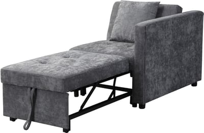 3-in-1 slaapsofa met LED en USB-C - compact voor kleine ruimtes - 1 persoon, 177x68x65 cm - linnen bekleding - 5-traps verstelbare rugleuning tot 180° - flexibel te monteren armleuningen