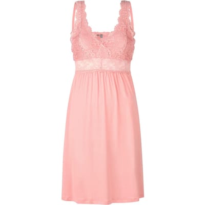 By Louise Slipdress Dames Nachthemd Met Kant Roze - Maat S