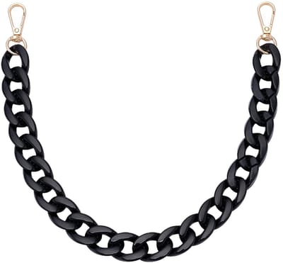 JHUBERS- Zakketting 45 cm - Acryl - Zwarte Kettingriem - Draaisluiting - Handtas Riem - Elegant Uiterlijk - Handtasriem