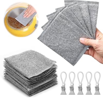 Set van 20 metalen theedoeken, krasbestendig en herbruikbaar met clips voor ophangen, multifunctionele theedoeken voor nat en droog schoonmaken, ideaal voor keuken en huishouden