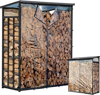 CRLYN® Haardhoutrek Buiten - Houtopslagrek Outdoor - Droog Hout Opslaan - Zwart