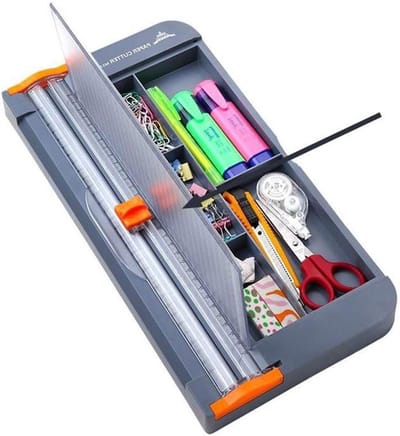 A4 Papier Snijder met Glijdende Snijkant en Plastic Opbergdoos voor Kantoor, School en Thuisgebruik