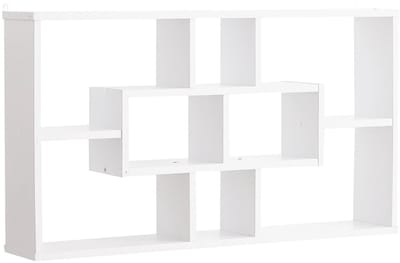 QUESTYR - Wandplank Set - 8-Delig Houten Wandplank Set - Witte Wandkast voor Woonkamer & Slaapkamer - Modern