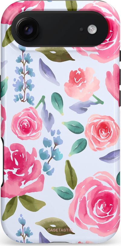 Casetastic hoesje geschikt voor Apple iPhone Air - MagSafe - Dubbellaagse bescherming - Aquarel Bloemendroom - Fashion Case - Lichtblauw Lichtroze
